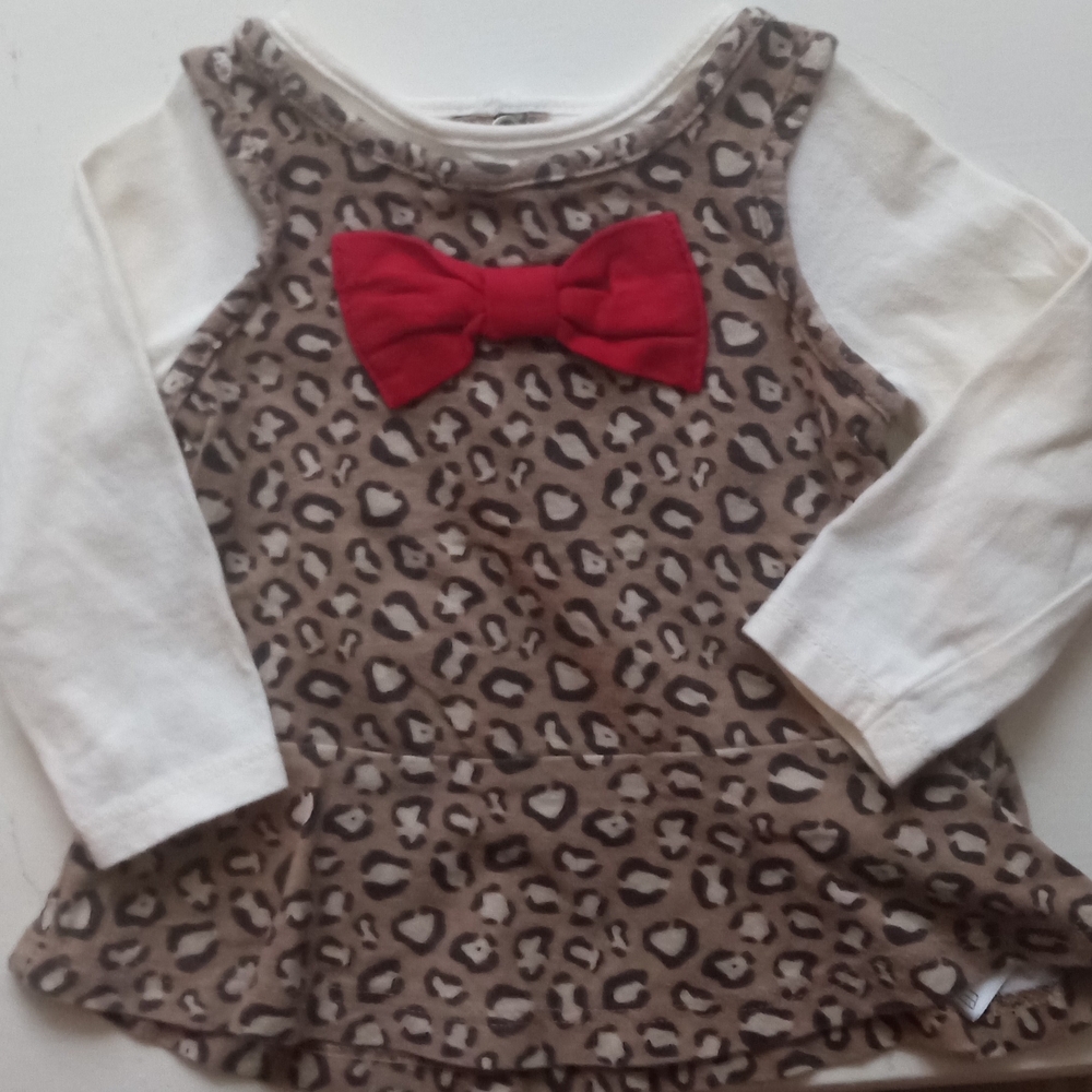 💫Emma Jack Leopard Print Kids Baby Girl Casual Dress with Red Bow